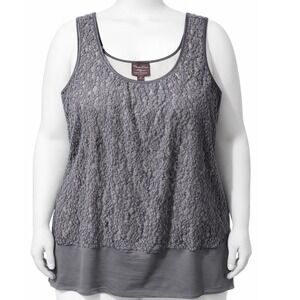 UnderCover Agent Kathleen Kirkwood Grey Lace Stretch Tank Top Plus Size 2X Party